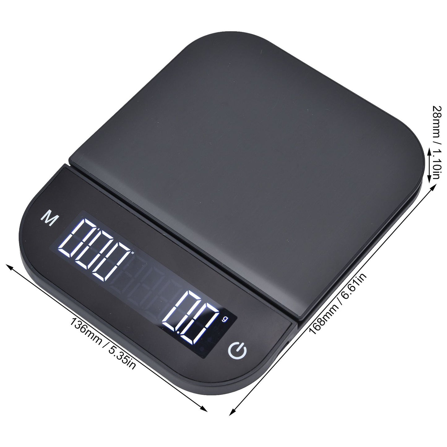 Coffee Scale Maximum 3KG Large LED Backlit Dual Units USB Charging Timing Function High Accuracy Kitchen Scale V1294-YM0523-3118220013811
