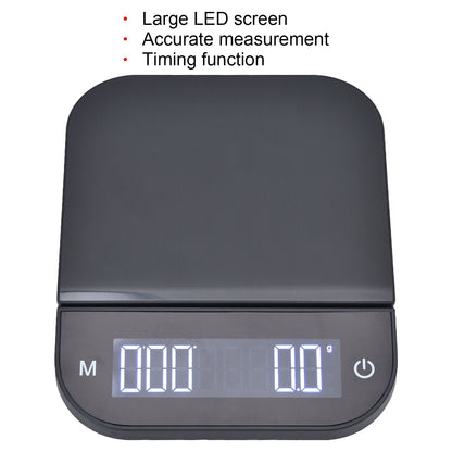 Coffee Scale Maximum 3KG Large LED Backlit Dual Units USB Charging Timing Function High Accuracy Kitchen Scale V1294-YM0523-3118220013811