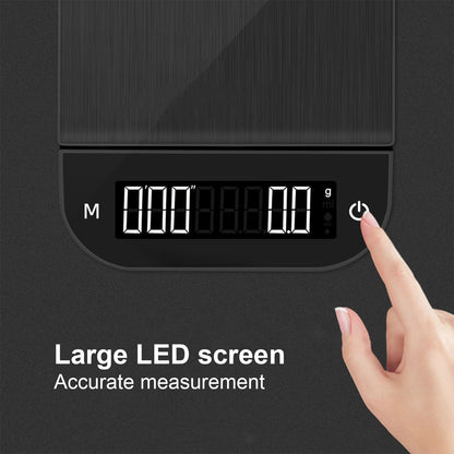 Coffee Scale Maximum 3KG Large LED Backlit Dual Units USB Charging Timing Function High Accuracy Kitchen Scale V1294-YM0523-3118220013811