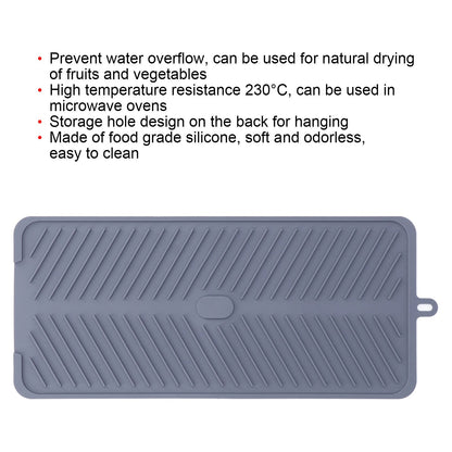 Silicone Dish Drying Mat Food Grade Silicone High Temperature Resistance Grey Dish Drainer Pad for Kitchen V1294-YM0523-3118220014711