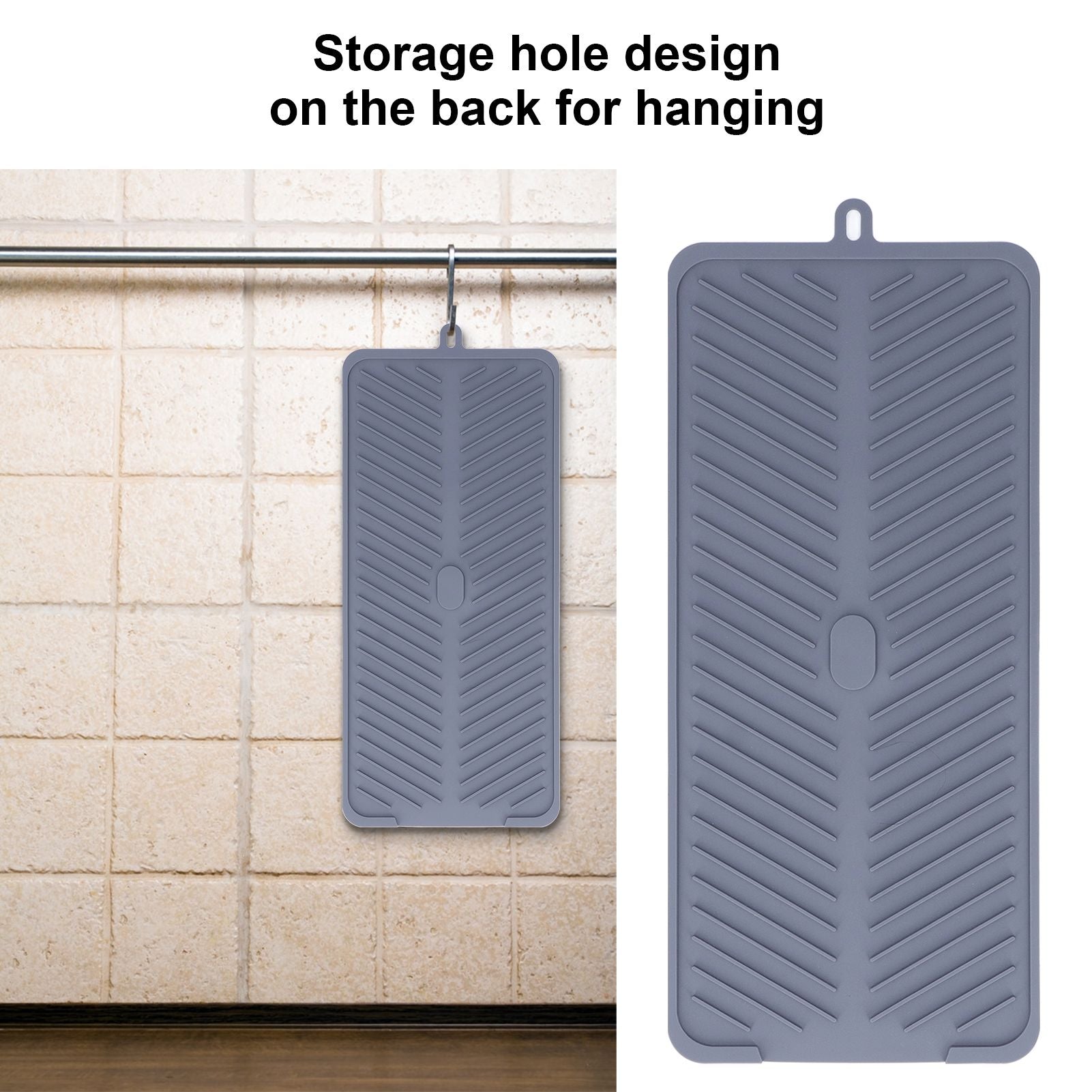Silicone Dish Drying Mat Food Grade Silicone High Temperature Resistance Grey Dish Drainer Pad for Kitchen V1294-YM0523-3118220014711
