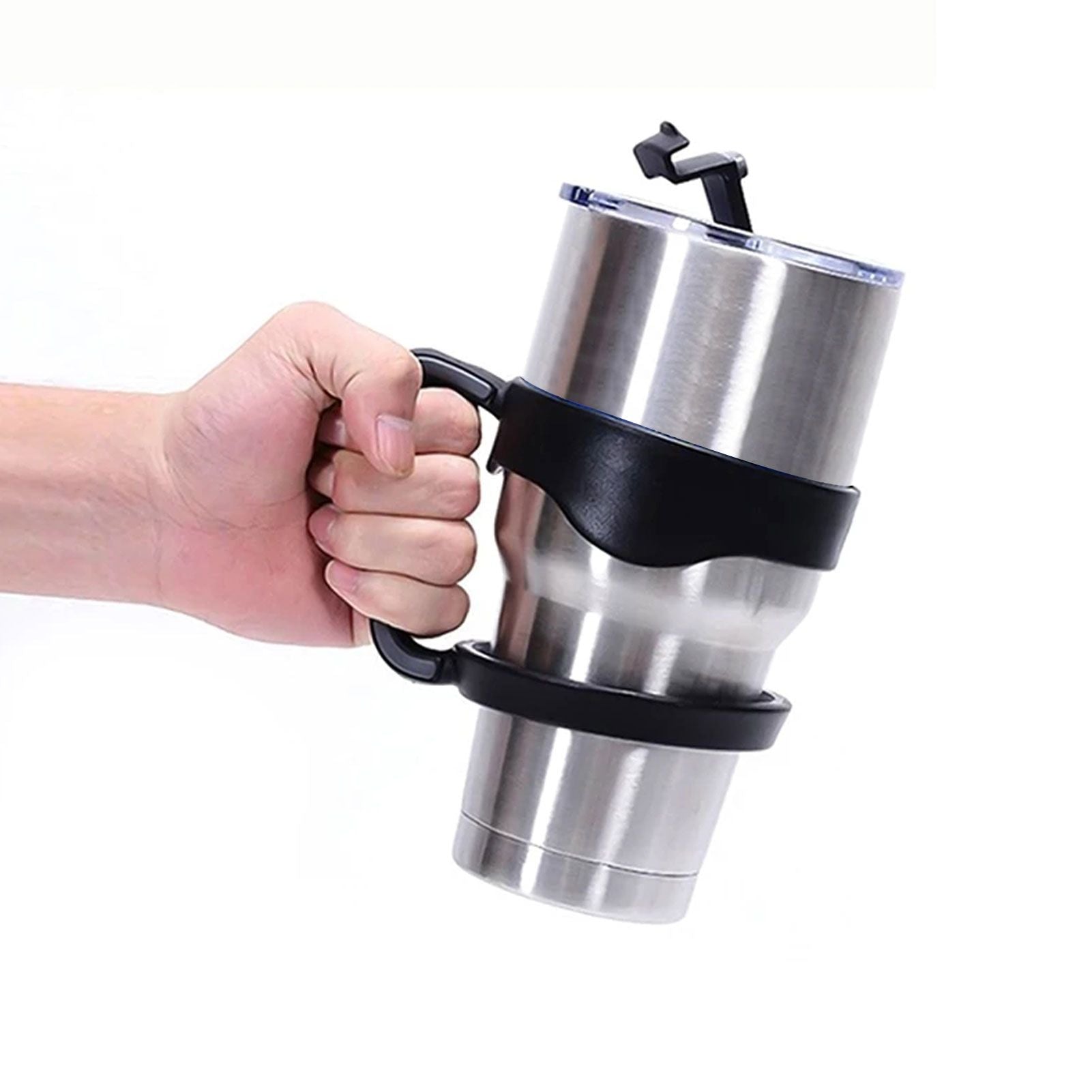 Tumbler Cup Handle Travel Mug Holder 2 Circle Non Slip for Car Icemaster Snowman 30OzBlack V1294-YM0523-3118220015211