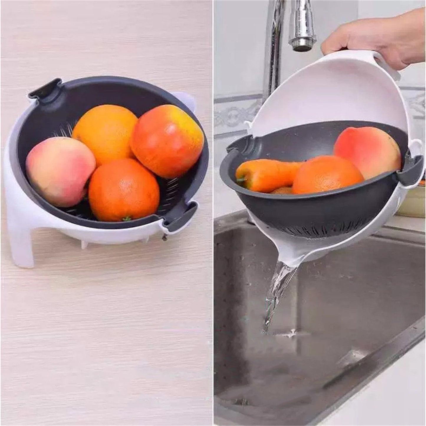 Multifunction Rotate Food Vegetable Cutter Chopper with Drain Basket Large Capacity Portable Kitchen Utensil V1294-YM0523-3118220018411