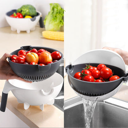 Multifunction Rotate Food Vegetable Cutter Chopper with Drain Basket Large Capacity Portable Kitchen Utensil V1294-YM0523-3118220018411