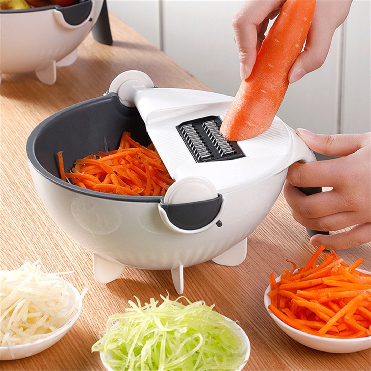 Multifunction Rotate Food Vegetable Cutter Chopper with Drain Basket Large Capacity Portable Kitchen Utensil V1294-YM0523-3118220018411