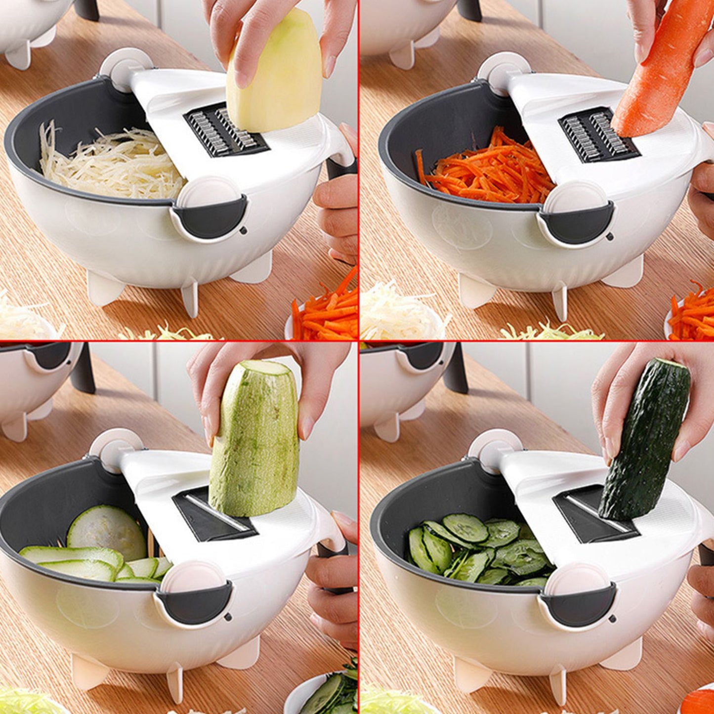 Multifunction Rotate Food Vegetable Cutter Chopper with Drain Basket Large Capacity Portable Kitchen Utensil V1294-YM0523-3118220018411