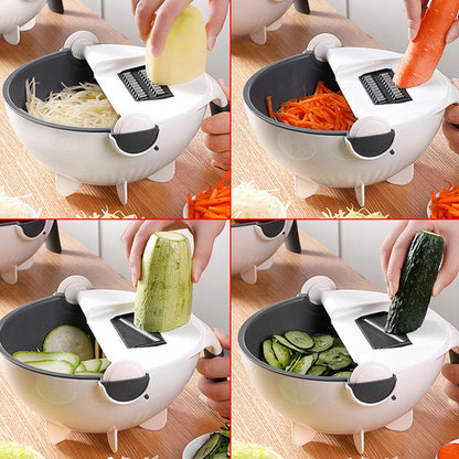 Multifunction Rotate Food Vegetable Cutter Chopper with Drain Basket Large Capacity Portable Kitchen Utensil V1294-YM0523-3118220018411