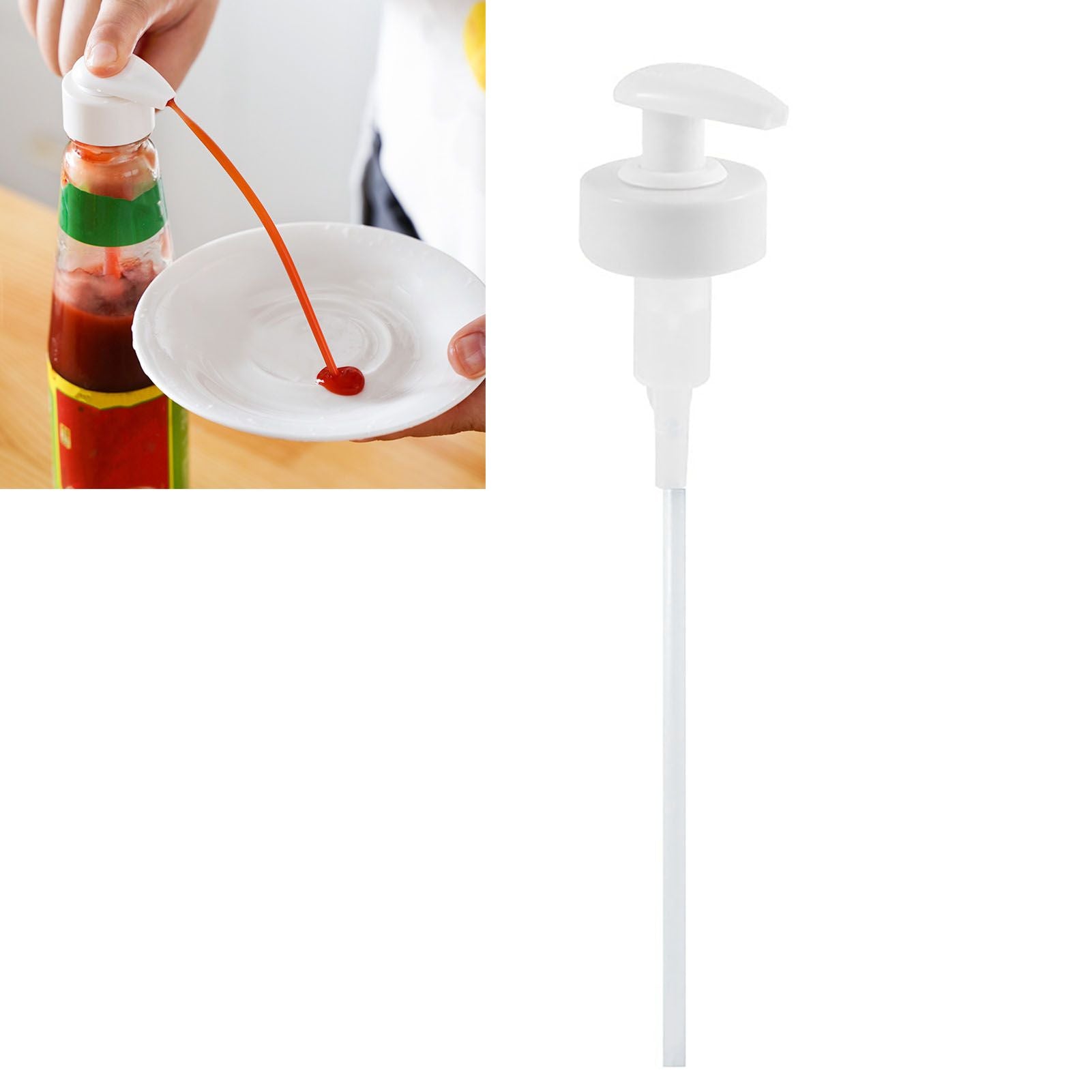 Gallon Pump Dispenser Condiment Bottle Pump Dispenser Plastic Kitchen Supplies for HouseholdWhite Caliber V1294-YM0523-3118220018811