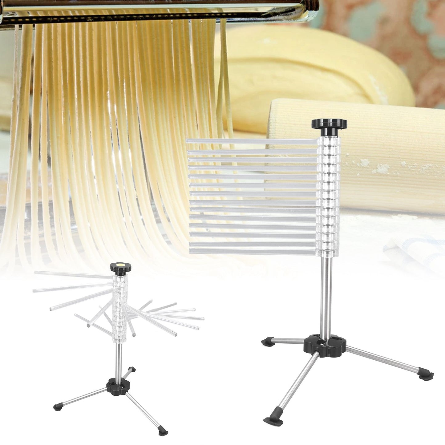 Manual Rotation Pasta Drying Rack Stainless Steel Folding Noodle Rack for Household Kitchen V1294-YM0523-3118220020011