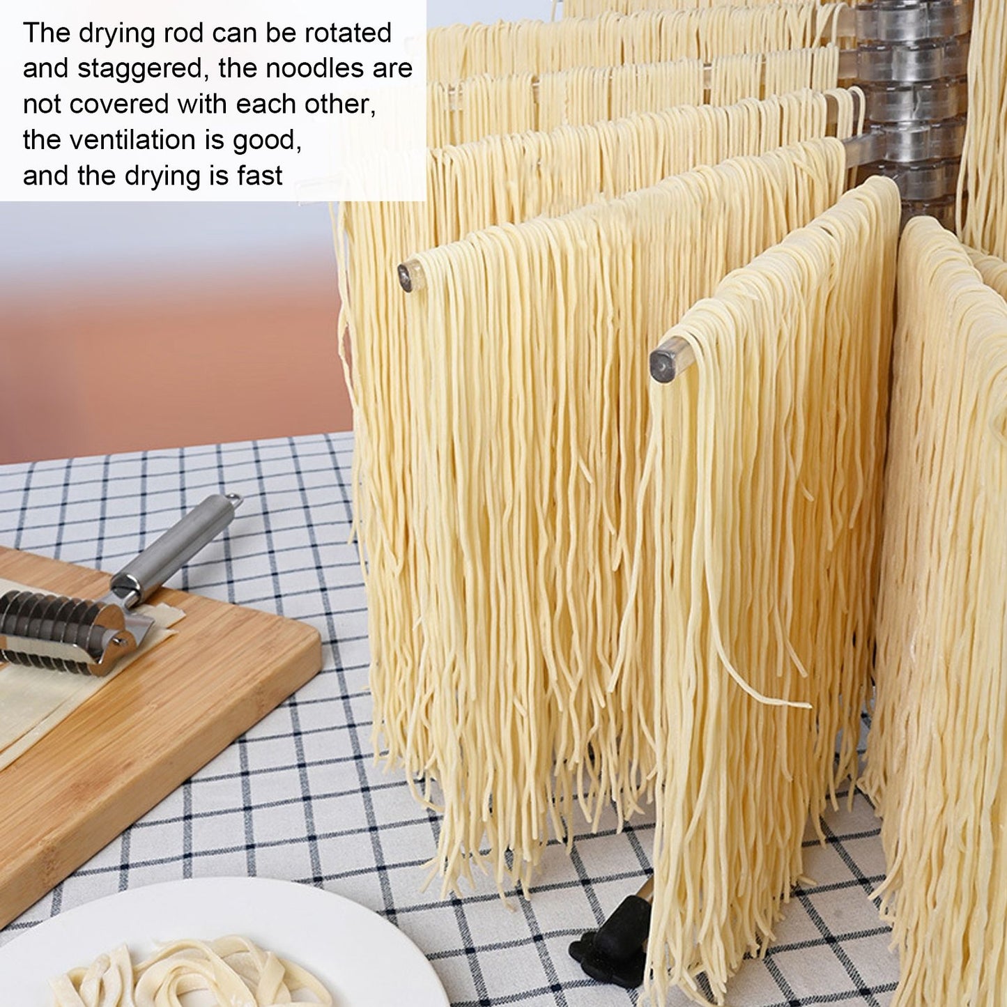 Manual Rotation Pasta Drying Rack Stainless Steel Folding Noodle Rack for Household Kitchen V1294-YM0523-3118220020011