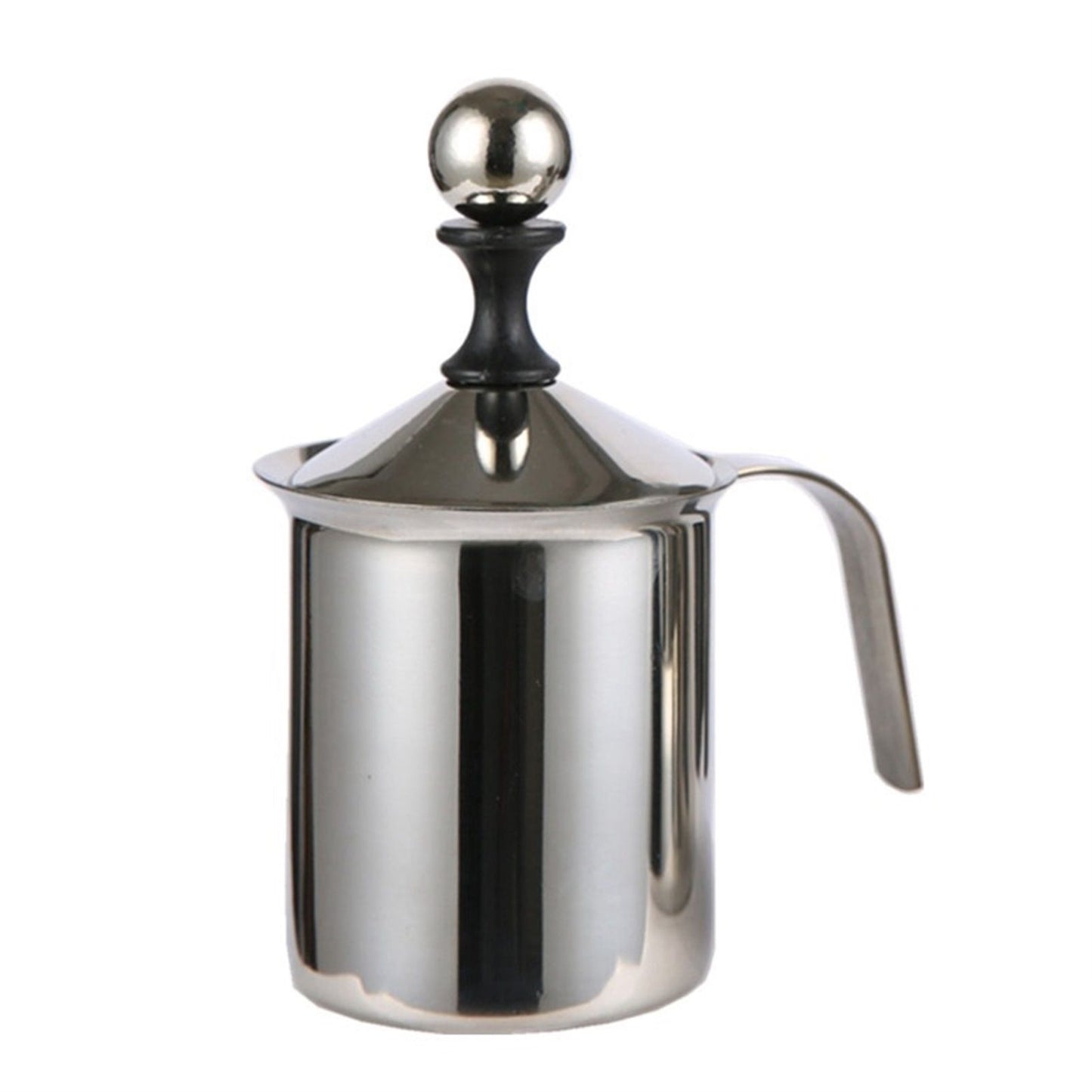 400cc Manual Milk Creamer Frother Double Layer Filter Stainless Steel Heatable Easy Clean with Handle V1294-YM0523-3118220020711