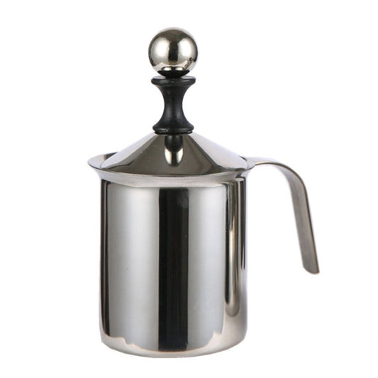 400cc Manual Milk Creamer Frother Double Layer Filter Stainless Steel Heatable Easy Clean with Handle V1294-YM0523-3118220020711