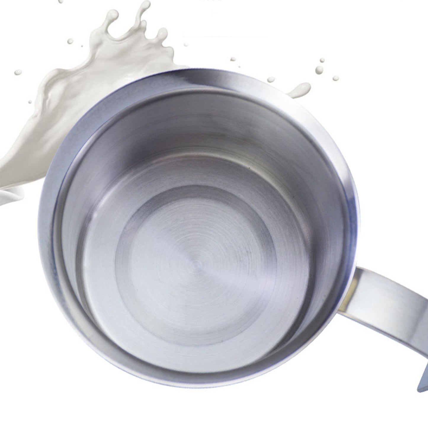 400cc Manual Milk Creamer Frother Double Layer Filter Stainless Steel Heatable Easy Clean with Handle V1294-YM0523-3118220020711