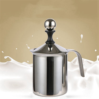 400cc Manual Milk Creamer Frother Double Layer Filter Stainless Steel Heatable Easy Clean with Handle V1294-YM0523-3118220020711