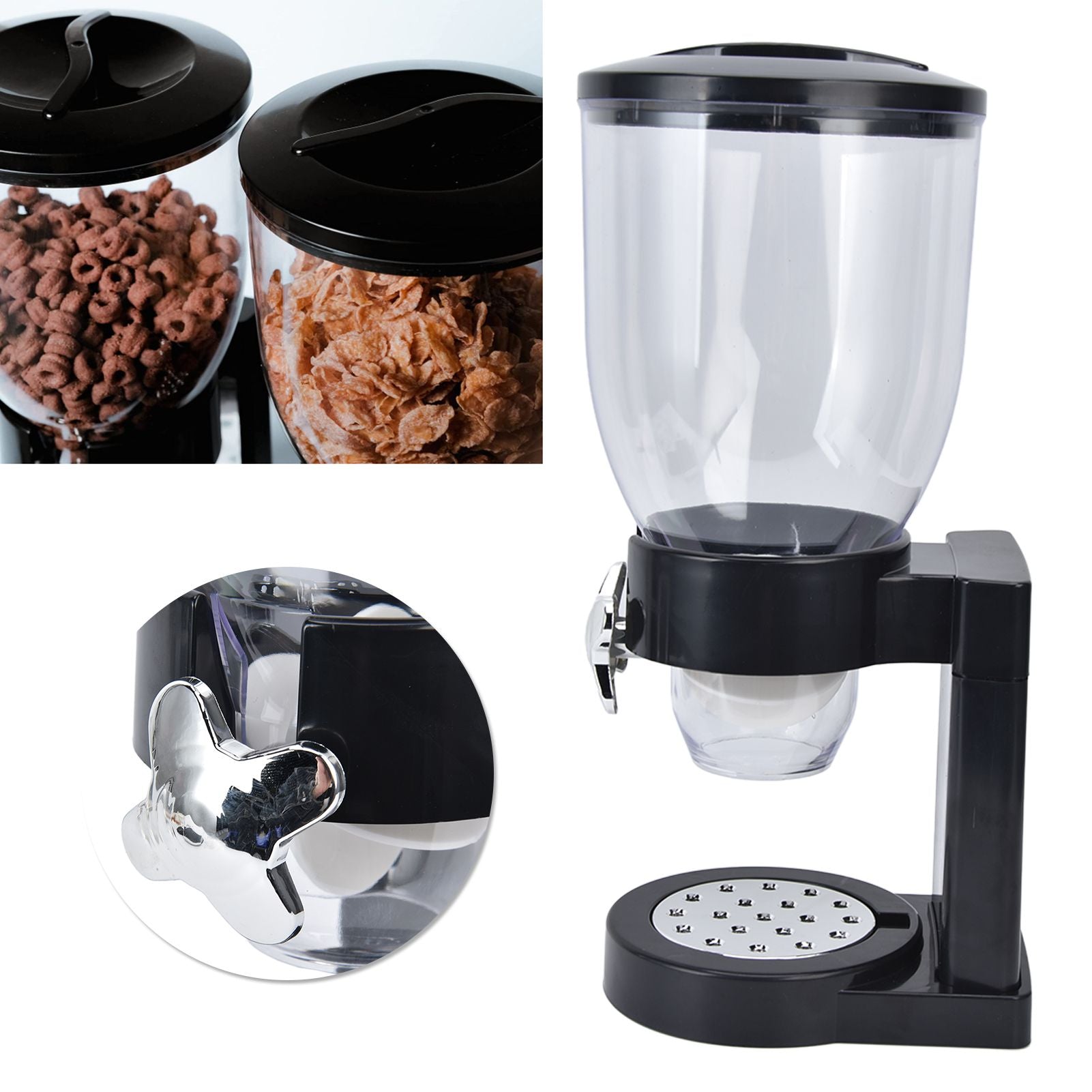 Grain Dispenser 17.5oz Transparent Safe Rice Storage Container with Rubber Base for Grain Rice V1294-YM0523-3118220021811