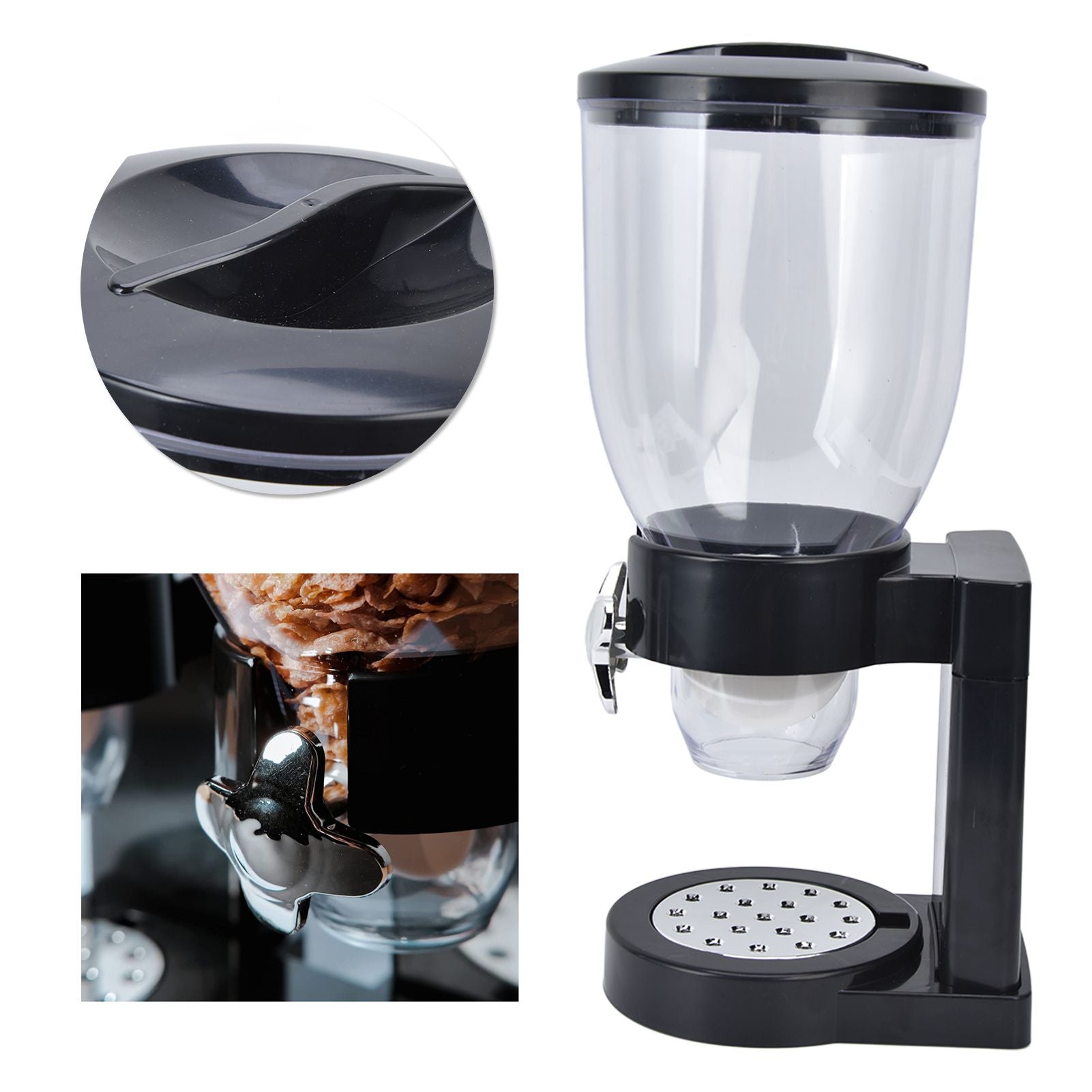 Grain Dispenser 17.5oz Transparent Safe Rice Storage Container with Rubber Base for Grain Rice V1294-YM0523-3118220021811