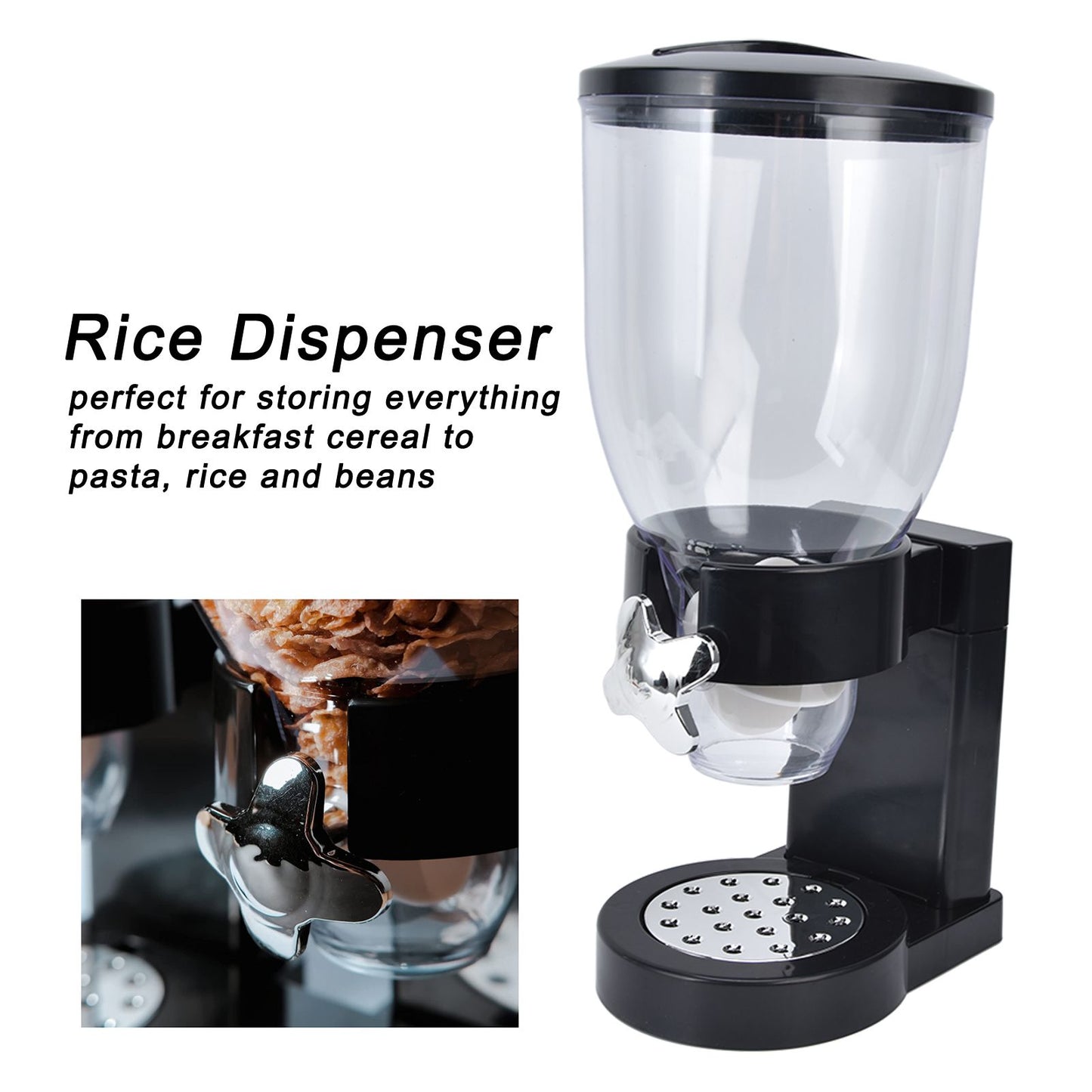 Grain Dispenser 17.5oz Transparent Safe Rice Storage Container with Rubber Base for Grain Rice V1294-YM0523-3118220021811