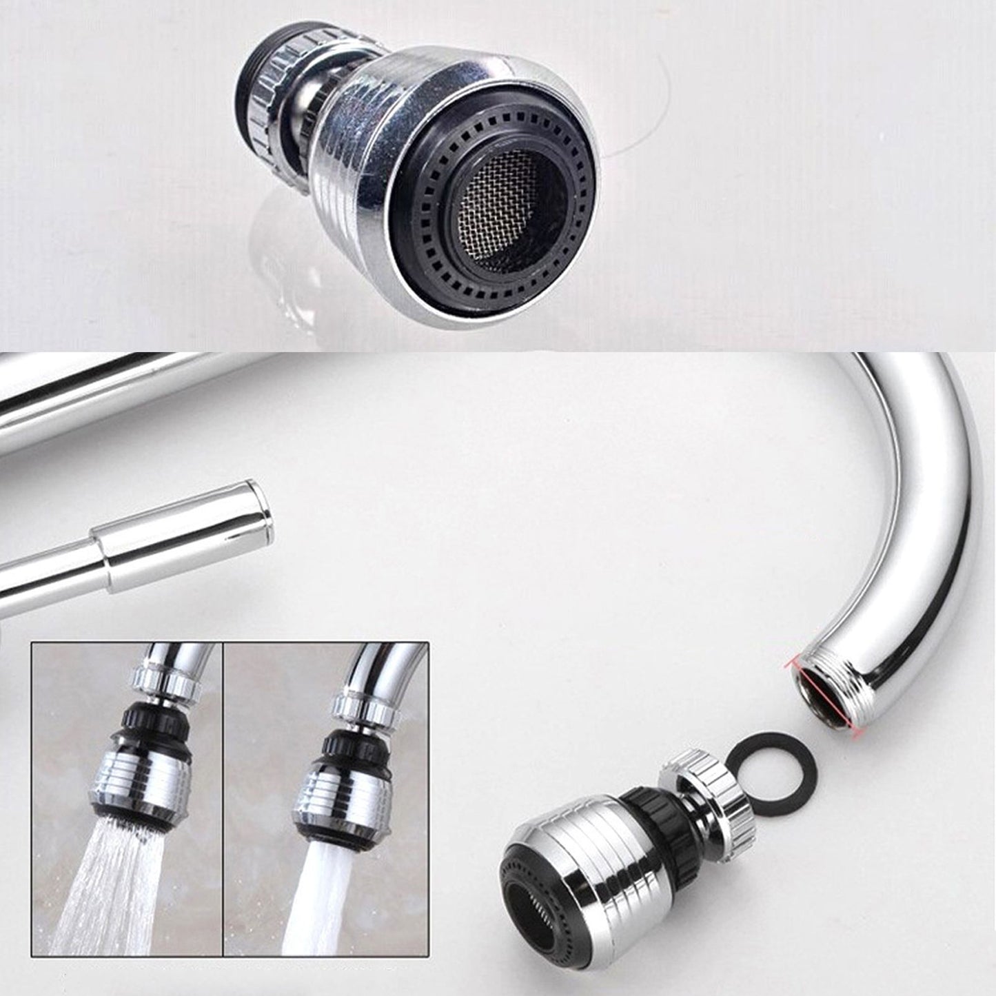 Faucet Aerator Sprinkler Water Bubbler 360 degrees Rotate Kitchen Water Tap Sprayer Filter Nozzle Splashing V1294-YM0523-3118220024511