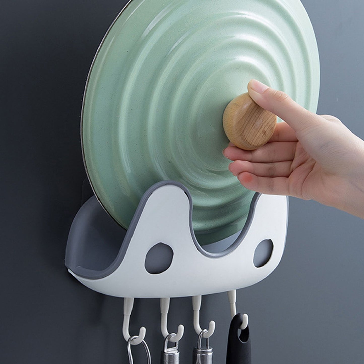 Pot Lid Holder Double Layer Strong Load Bearing Capacity Multifunctional Pan Lid Stand for KitchenWhite V1294-YM0523-3118220025011