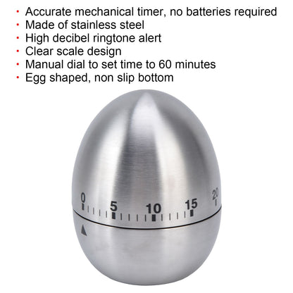 Cooking Timer Egg Shaped Clear Scale Design Manual Mechanical 60 Minutes Kitchen Baking Timing Reminder V1294-YM0523-3118220025811