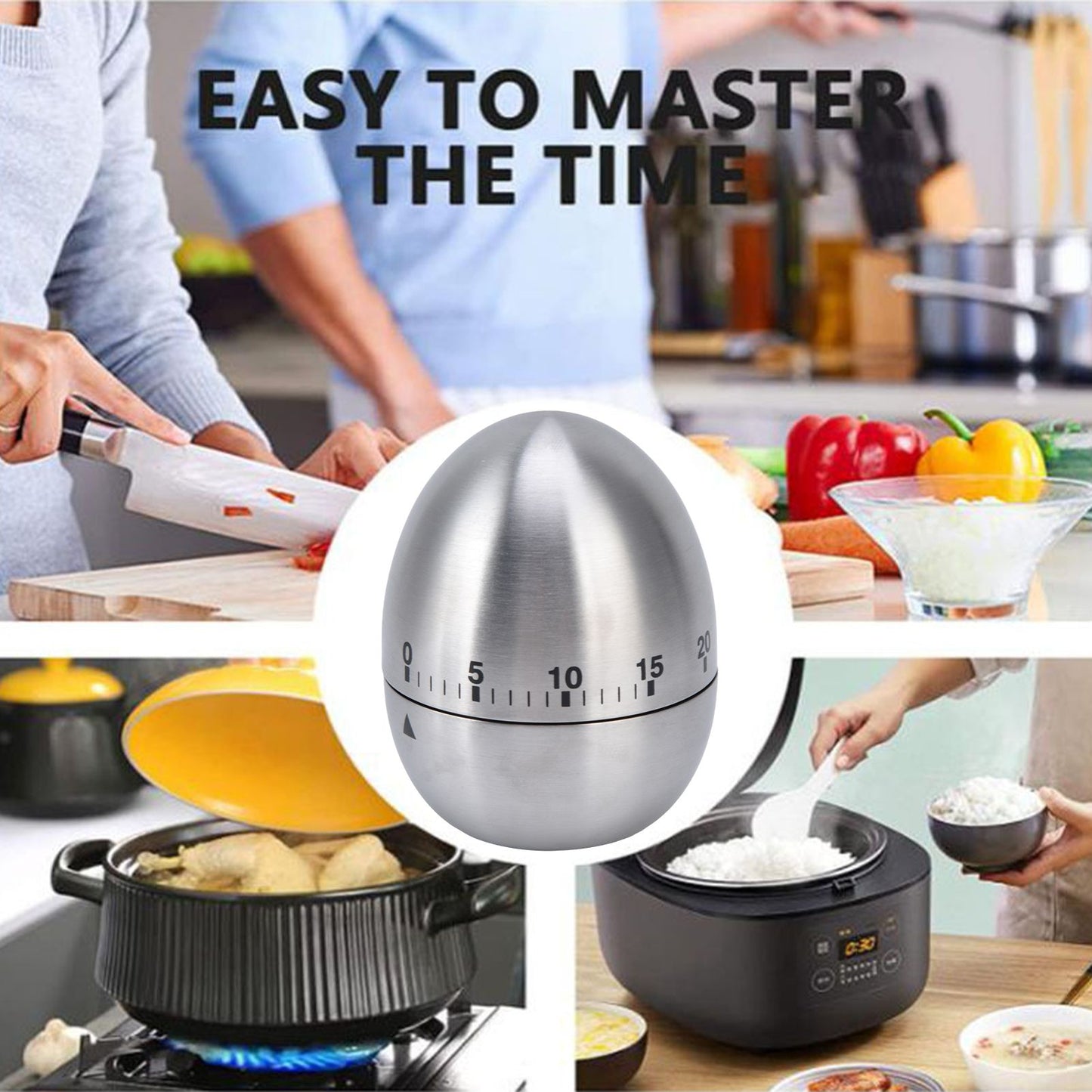 Cooking Timer Egg Shaped Clear Scale Design Manual Mechanical 60 Minutes Kitchen Baking Timing Reminder V1294-YM0523-3118220025811