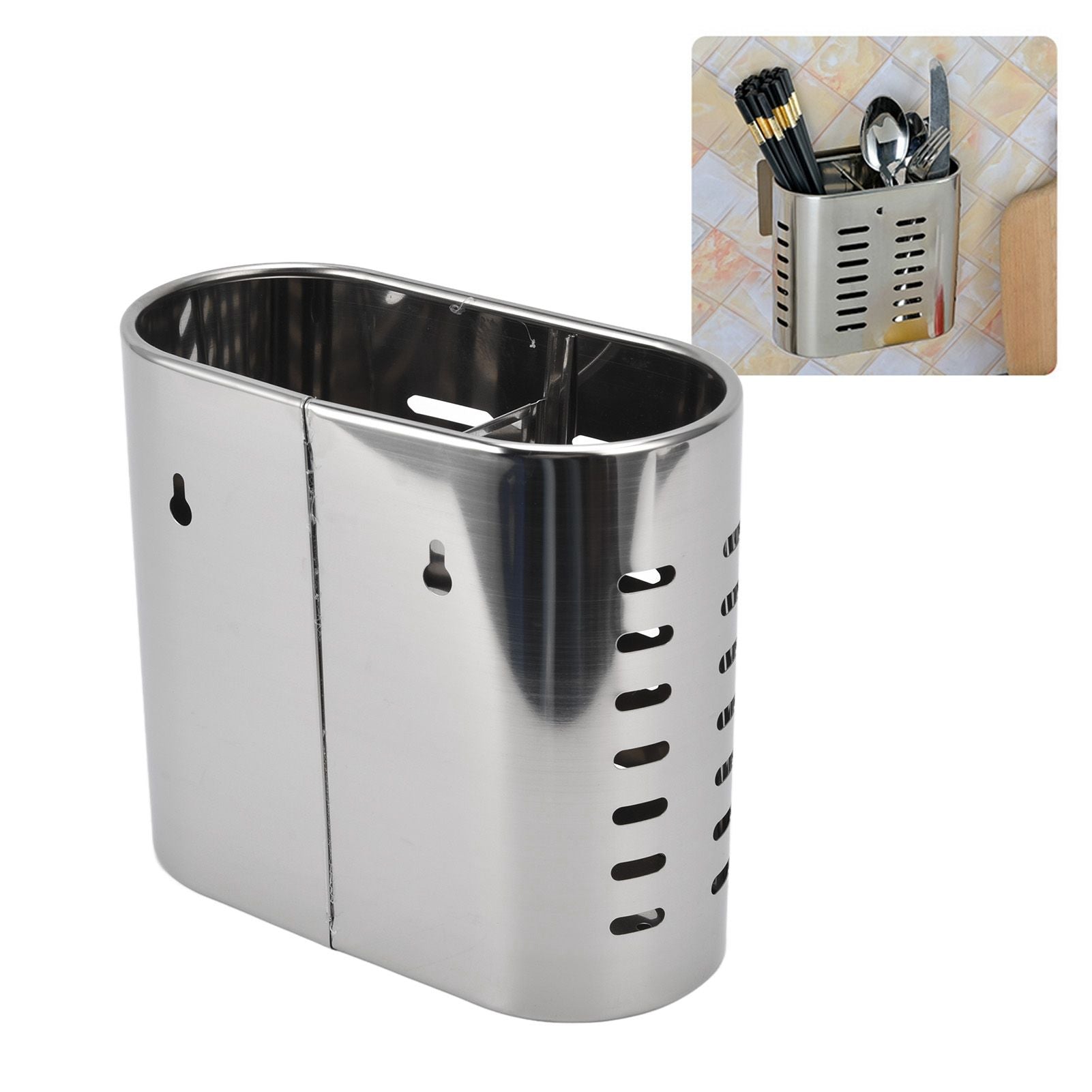 Chopsticks Hanging Organizer Stainless Steel Utensil Drying Racks with Hollow Design for Kitchen V1294-YM0523-3118220026711