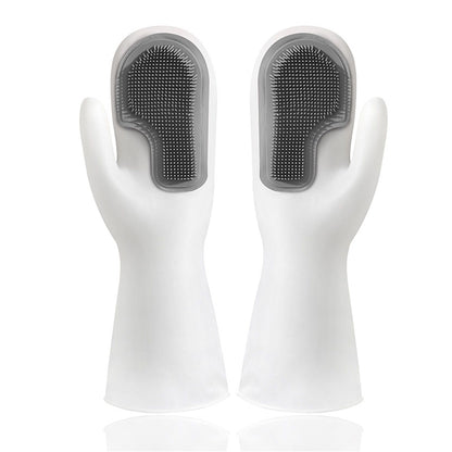 Cleaning Brush Dishwashing Gloves PVC Thickened for Kitchen Housework Tools SuppliesDouble Gray V1294-YM0523-3118220026817