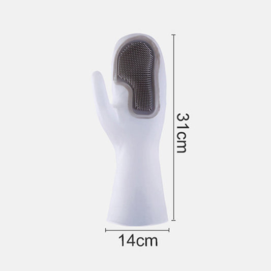 Cleaning Brush Dishwashing Gloves PVC Thickened for Kitchen Housework Tools SuppliesDouble Gray V1294-YM0523-3118220026817