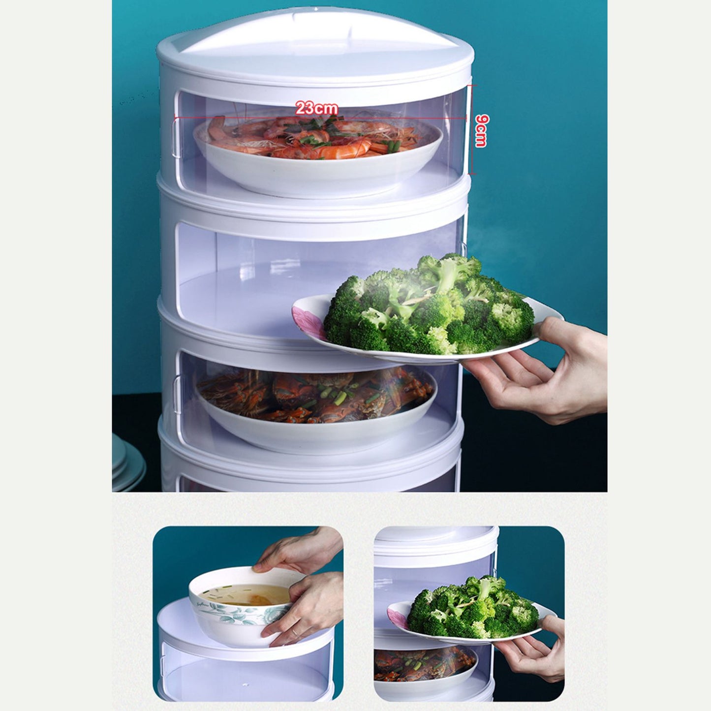 Insulated Food Cover Multilayer Heat Preservation Warm Intimate Effective Isolation Stackable Dish Cover4 V1294-YM0523-3118220027414