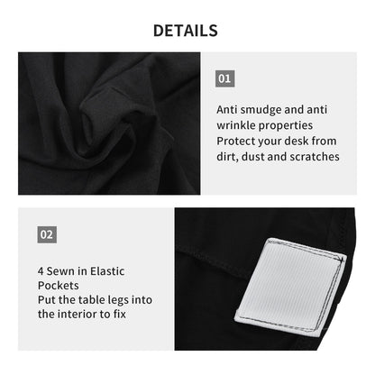 Table Cover Rectangular Wrinkle Resistant Washable Universal Black Stretch Tablecloth for Wedding Party V1294-YM0523-3118220027812