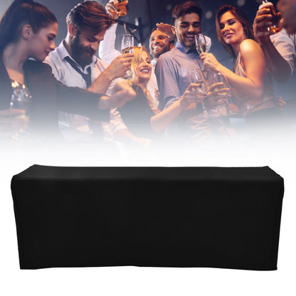 Table Cover Rectangular Wrinkle Resistant Washable Universal Black Stretch Tablecloth for Wedding Party V1294-YM0523-3118220027813