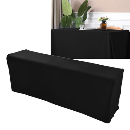 Table Cover Rectangular Wrinkle Resistant Washable Universal Black Stretch Tablecloth for Wedding Party V1294-YM0523-3118220027813