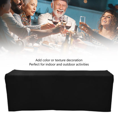 Table Cover Rectangular Wrinkle Resistant Washable Universal Black Stretch Tablecloth for Wedding Party V1294-YM0523-3118220027813