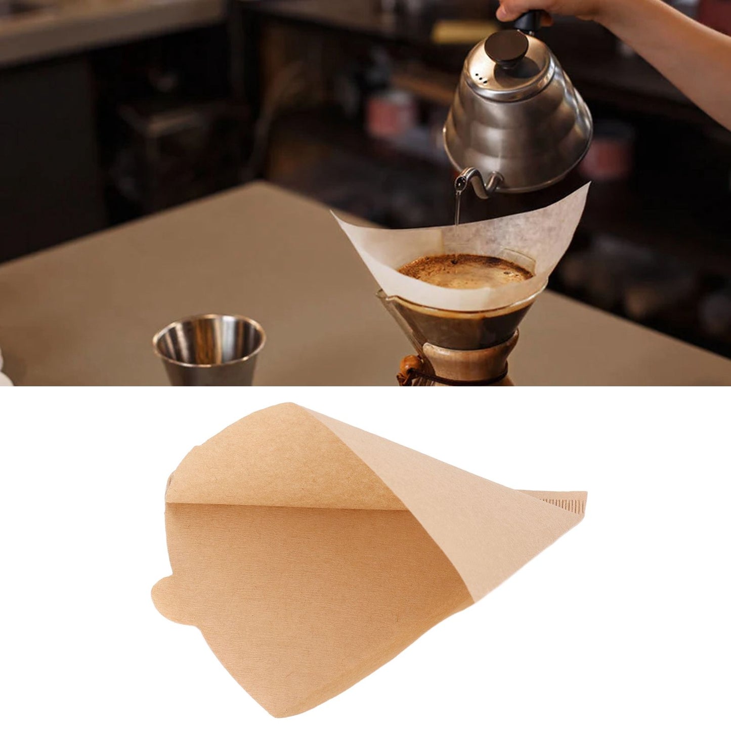 100PCS Coffee Filter Paper Cone Shaped Disposable Coffee Strainer Paper Natural Filter Paper AccessoryV60 V1294-YM0523-3118220028412