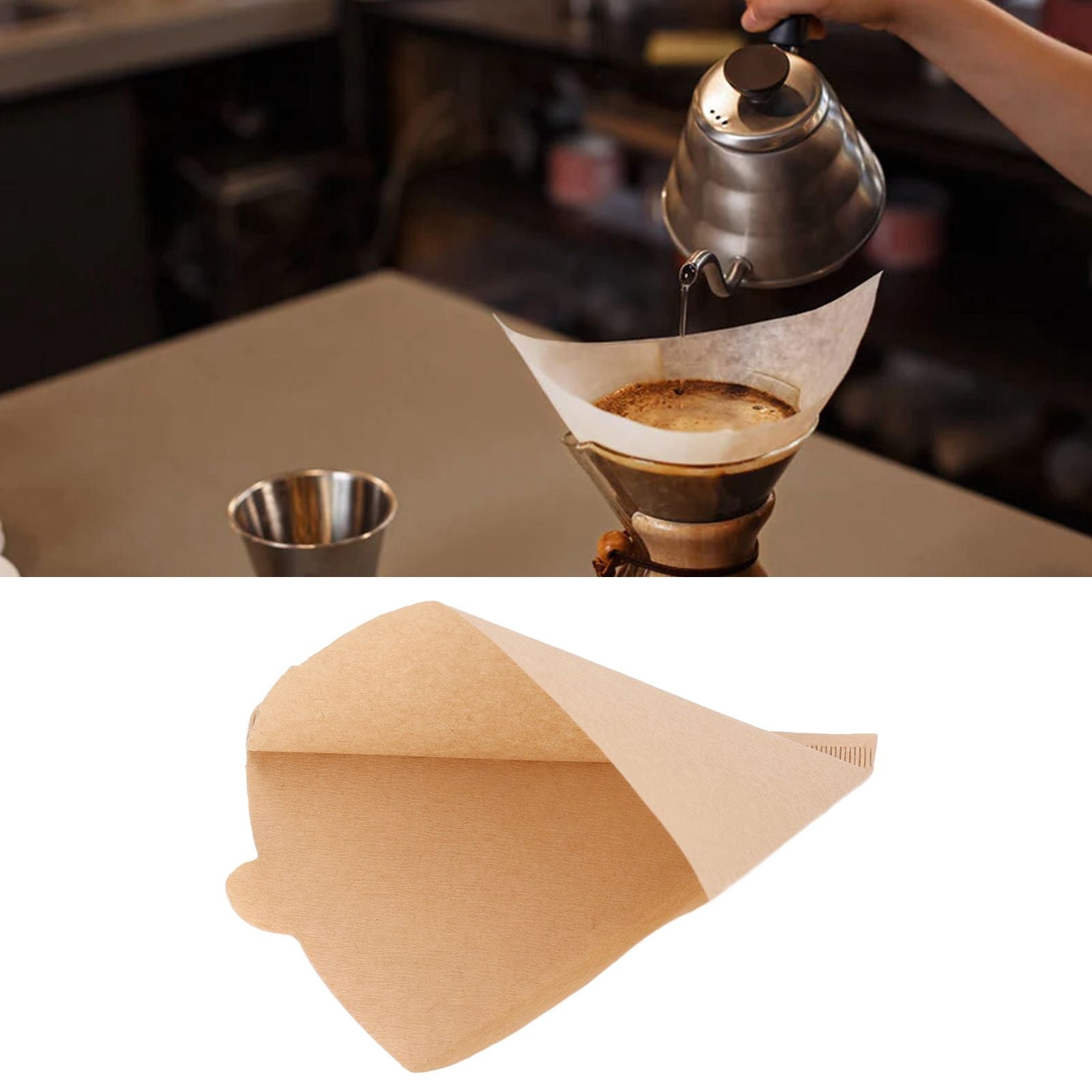 100PCS Coffee Filter Paper Cone Shaped Disposable Coffee Strainer Paper Natural Filter Paper AccessoryV60 V1294-YM0523-3118220028412