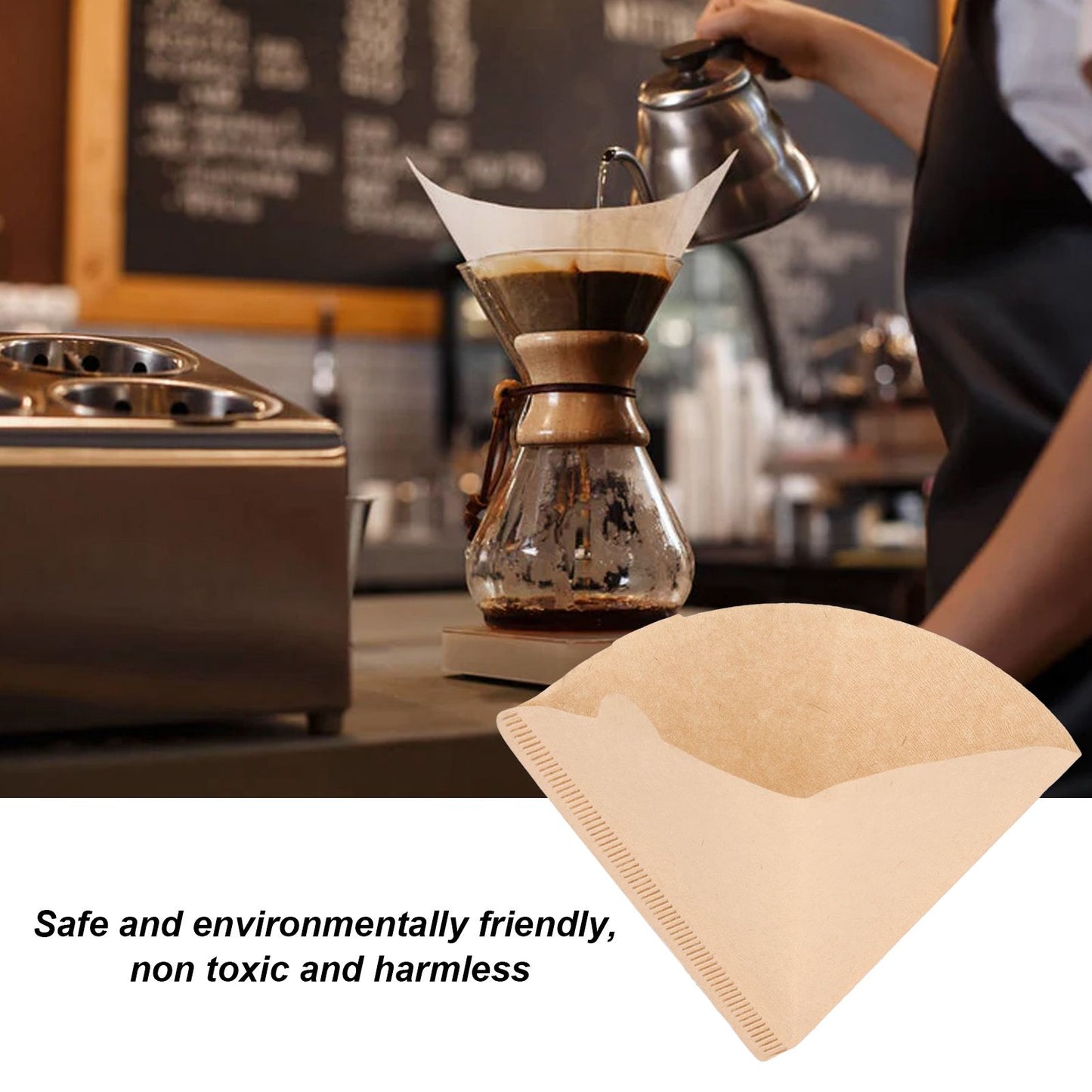 100PCS Coffee Filter Paper Cone Shaped Disposable Coffee Strainer Paper Natural Filter Paper AccessoryV60 V1294-YM0523-3118220028412