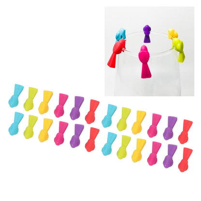 4 Set Wine Cup Labels Silicone Reusable Bird Shape Drinking Glass Identifier Markers for Bars Parties V1294-YM0523-3118220028611