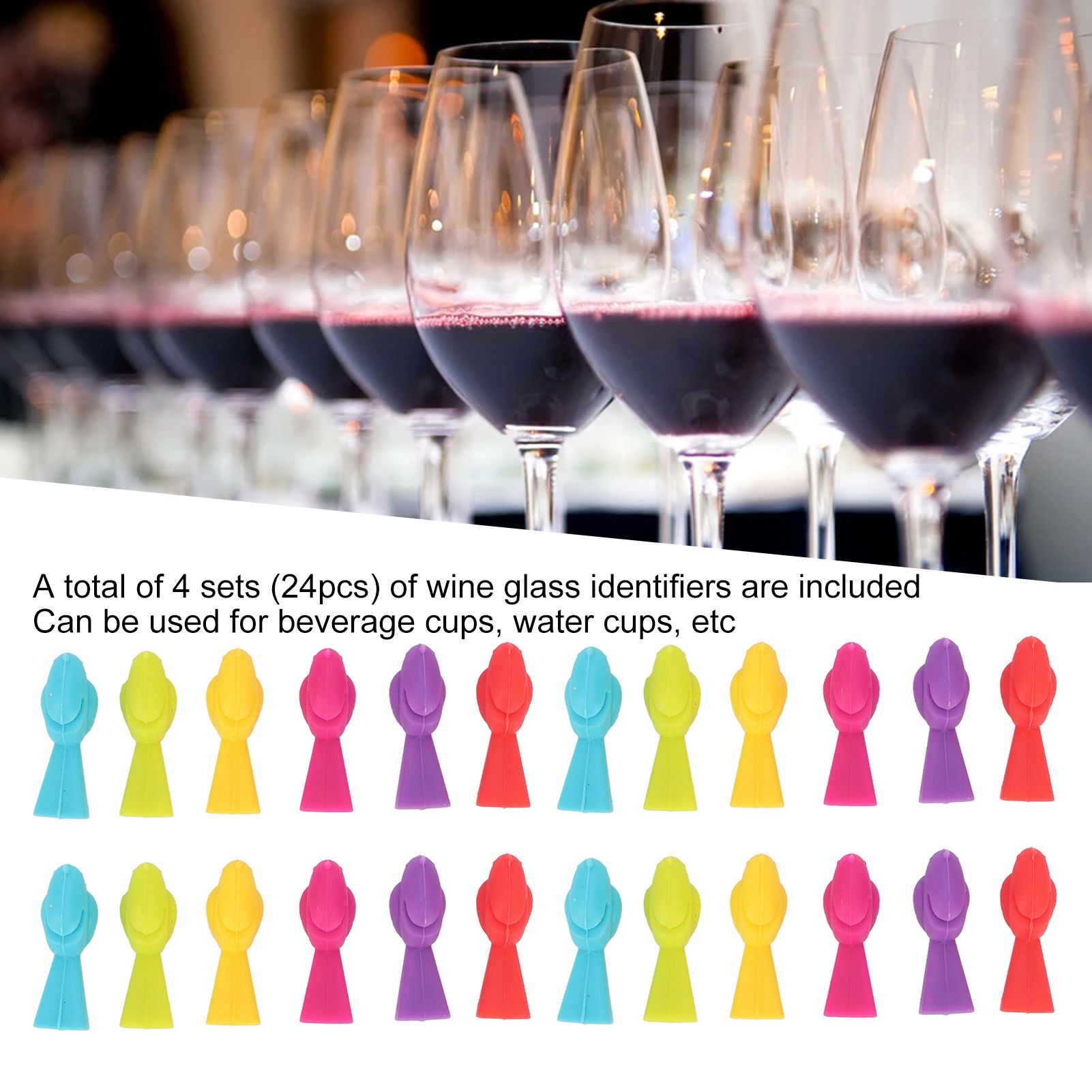 4 Set Wine Cup Labels Silicone Reusable Bird Shape Drinking Glass Identifier Markers for Bars Parties V1294-YM0523-3118220028611