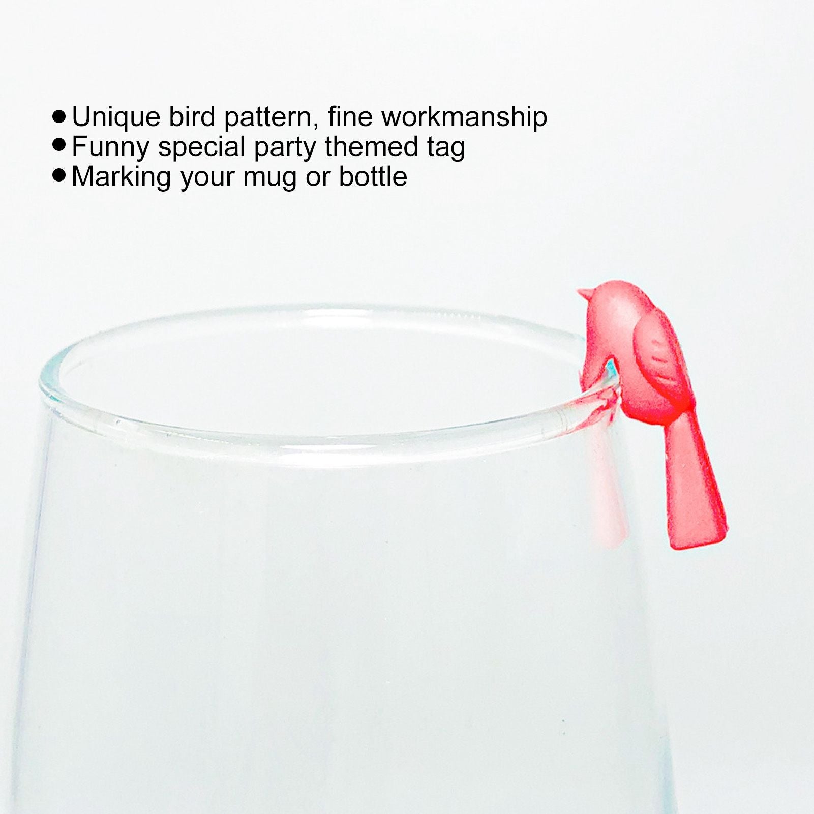 4 Set Wine Cup Labels Silicone Reusable Bird Shape Drinking Glass Identifier Markers for Bars Parties V1294-YM0523-3118220028611