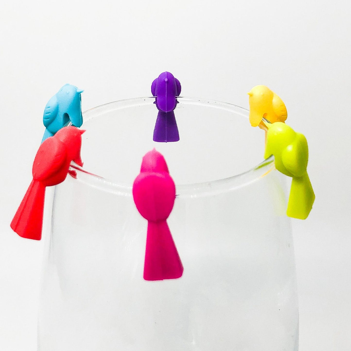 4 Set Wine Cup Labels Silicone Reusable Bird Shape Drinking Glass Identifier Markers for Bars Parties V1294-YM0523-3118220028611