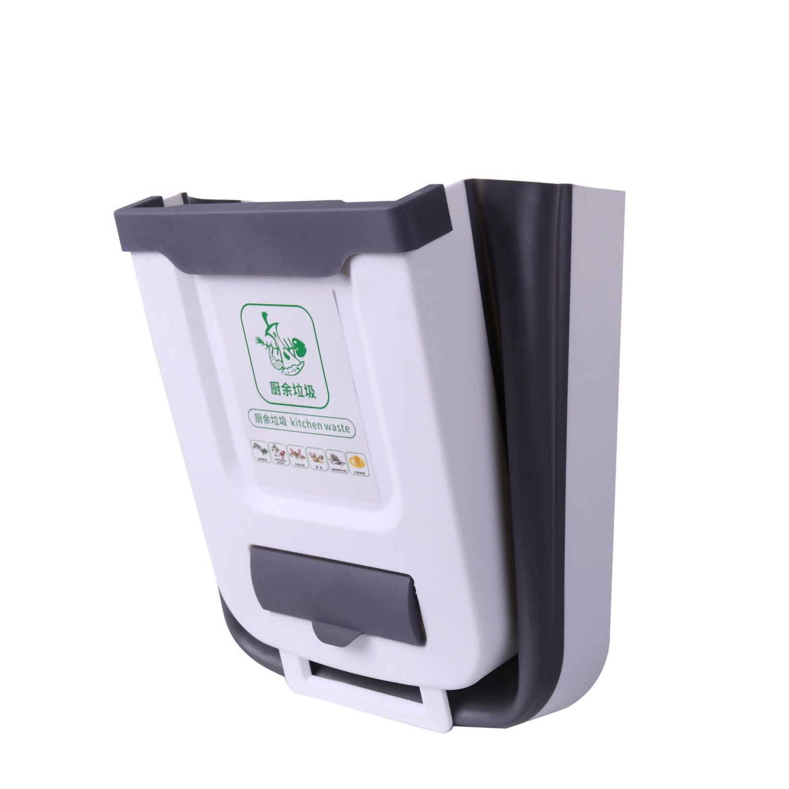 Collapsible Trash Can Household Hanging Folding Waste Bin for Living Room Kitchen BedroomGray M (8L) V1294-YM0523-3118220030412