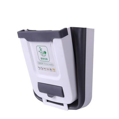 Collapsible Trash Can Household Hanging Folding Waste Bin for Living Room Kitchen BedroomGray M (8L) V1294-YM0523-3118220030412