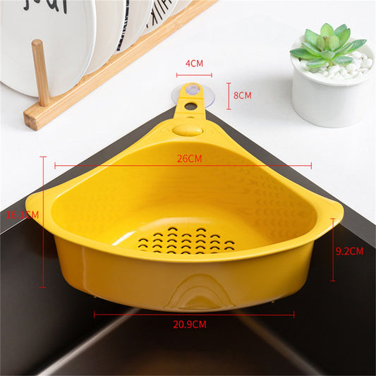 Kitchen Triangular Drain Basket Stable Easy Draining Corner Sink Strainer Basket for KitchenYellow V1294-YM0523-3118220030611
