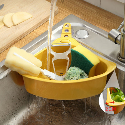 Kitchen Triangular Drain Basket Stable Easy Draining Corner Sink Strainer Basket for KitchenYellow V1294-YM0523-3118220030611