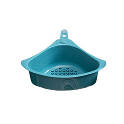 Kitchen Triangular Drain Basket Stable Easy Draining Corner Sink Strainer Basket for KitchenBlue V1294-YM0523-3118220030612