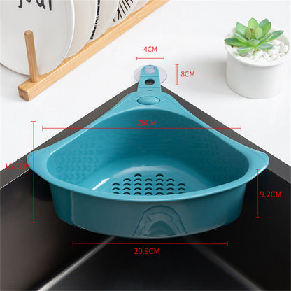 Kitchen Triangular Drain Basket Stable Easy Draining Corner Sink Strainer Basket for KitchenBlue V1294-YM0523-3118220030612