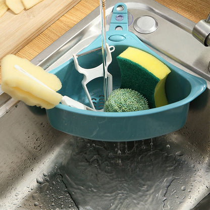 Kitchen Triangular Drain Basket Stable Easy Draining Corner Sink Strainer Basket for KitchenBlue V1294-YM0523-3118220030612