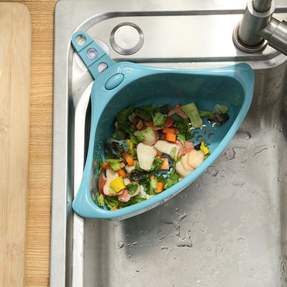 Kitchen Triangular Drain Basket Stable Easy Draining Corner Sink Strainer Basket for KitchenBlue V1294-YM0523-3118220030612