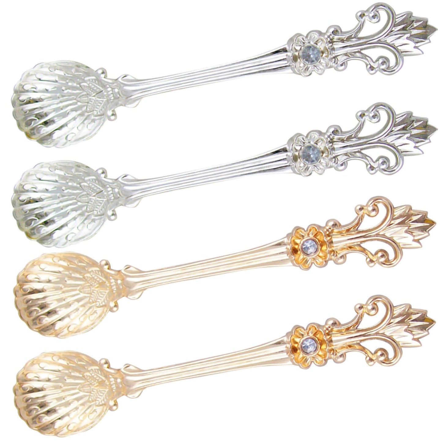 4Pcs Coffee Spoons Set Vintage Aluminum Alloy Dessert Spoons with Orris Pattern for Home Kitchen Use V1294-YM0523-3118220034111