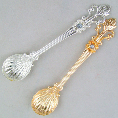 4Pcs Coffee Spoons Set Vintage Aluminum Alloy Dessert Spoons with Orris Pattern for Home Kitchen Use V1294-YM0523-3118220034111